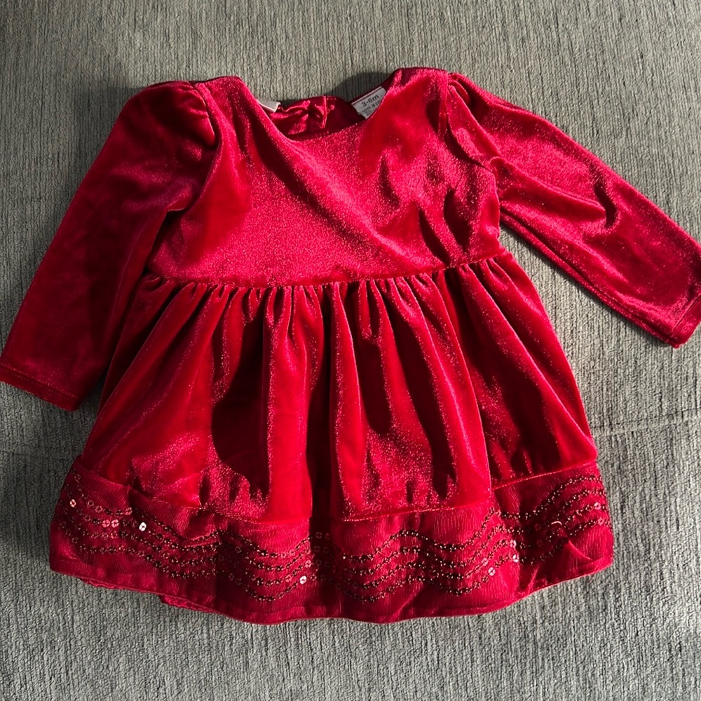 Red Velvet Holiday Valentine Dress with Sequin Trim